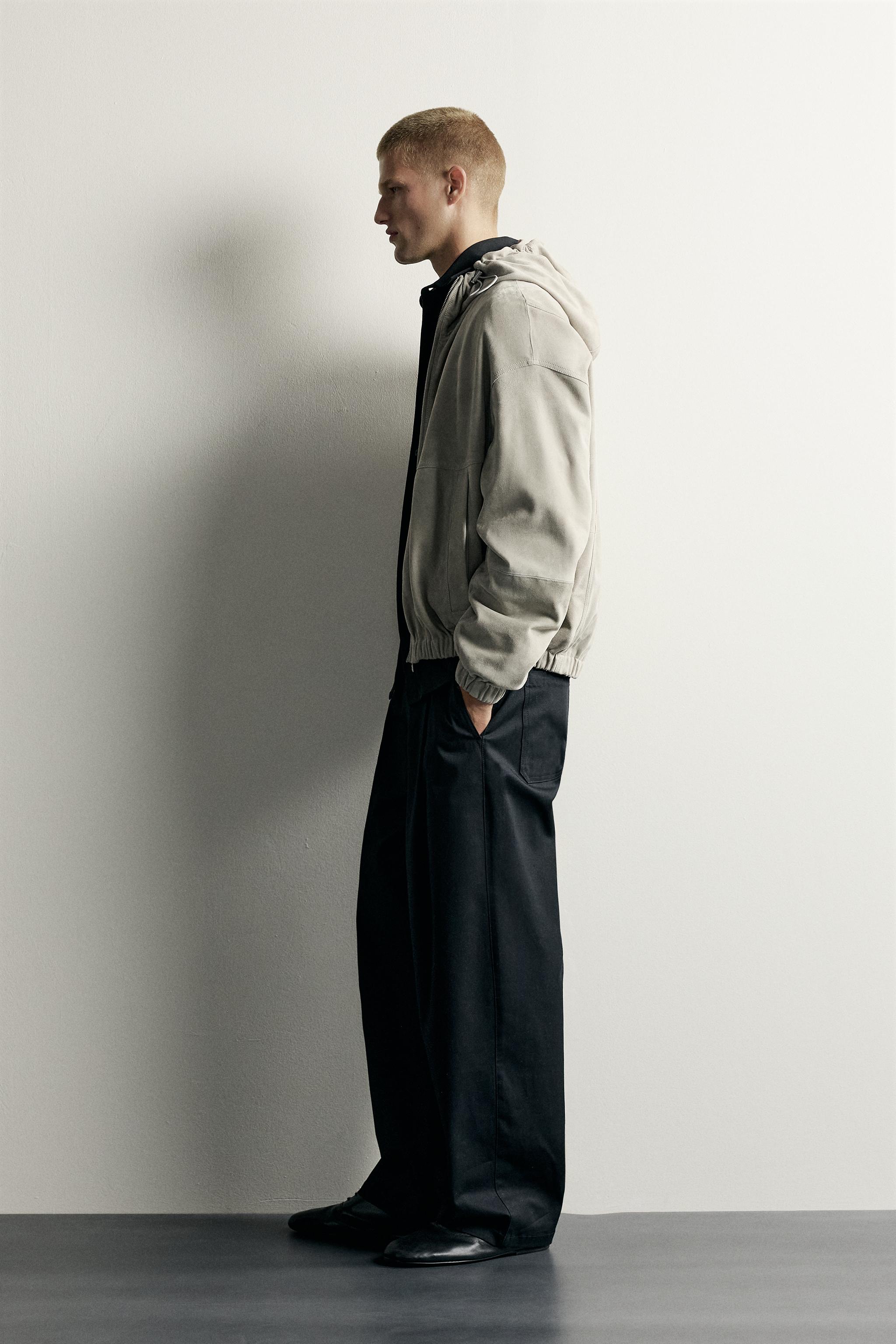 SUEDE LEATHER HOODIE JACKET